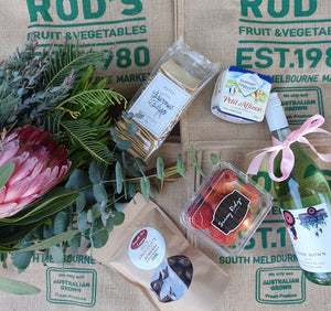 Mother's  Day- Goodies Bag   (Includes wine,cheese ,flowers )