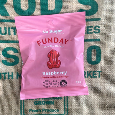 Gummy Raspberry Frogs - Funday No Sugar Lollies 50g