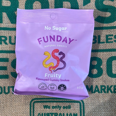 Gummy Snakes - Funday No Sugar Lollies 50g
