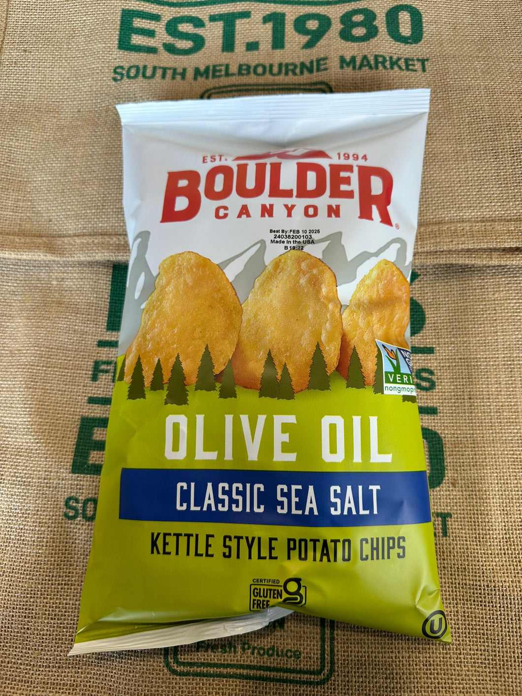 Chips-Boulder Canyon Olive Oil   sea salt ( kettle style chips) 142g