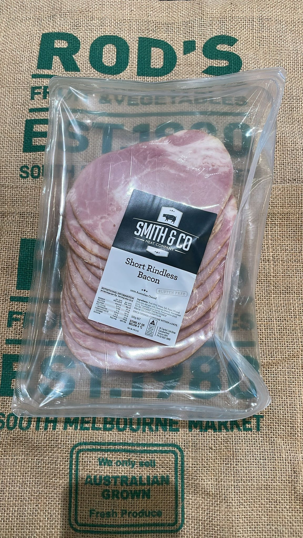 Bacon- Smith & Co rindless 500g