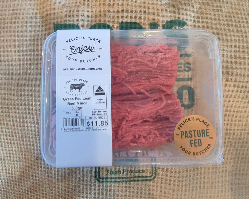 Mince- Beef 500g Grass fed Lean (Felices Butcher)