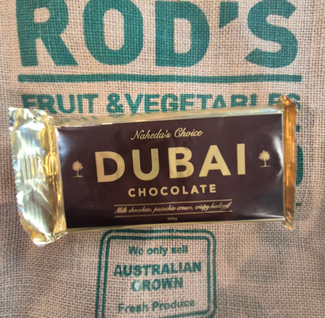 Chocolate- Dubai  , 200g block Milk chocolate with pistachio cream & crispy kadayif